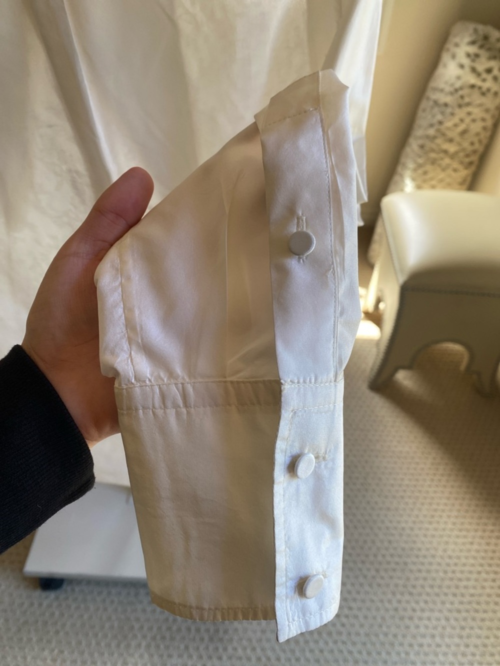 Valentino White Sheer Lace-Front Dress Shirt with Pointed Collar - Picture 3 of 10